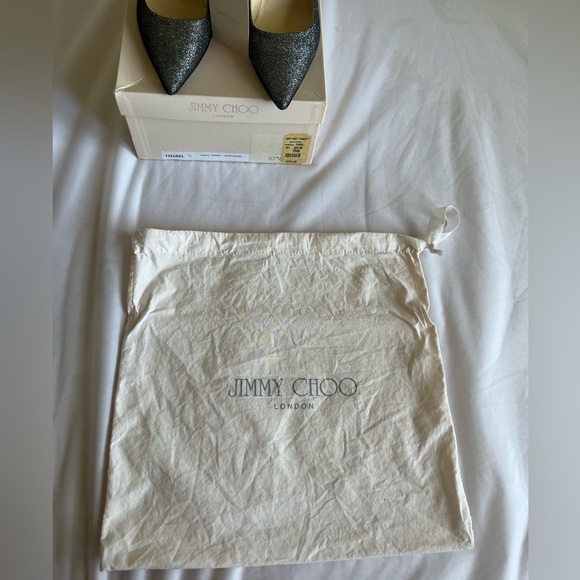 Authentic Lame Glitter- Anthracite Jimmy Choo Heels Size 37.5 - Picture 10 of 16